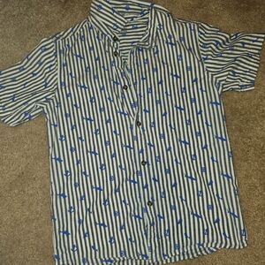 Blue and White Striped Men's Shirt